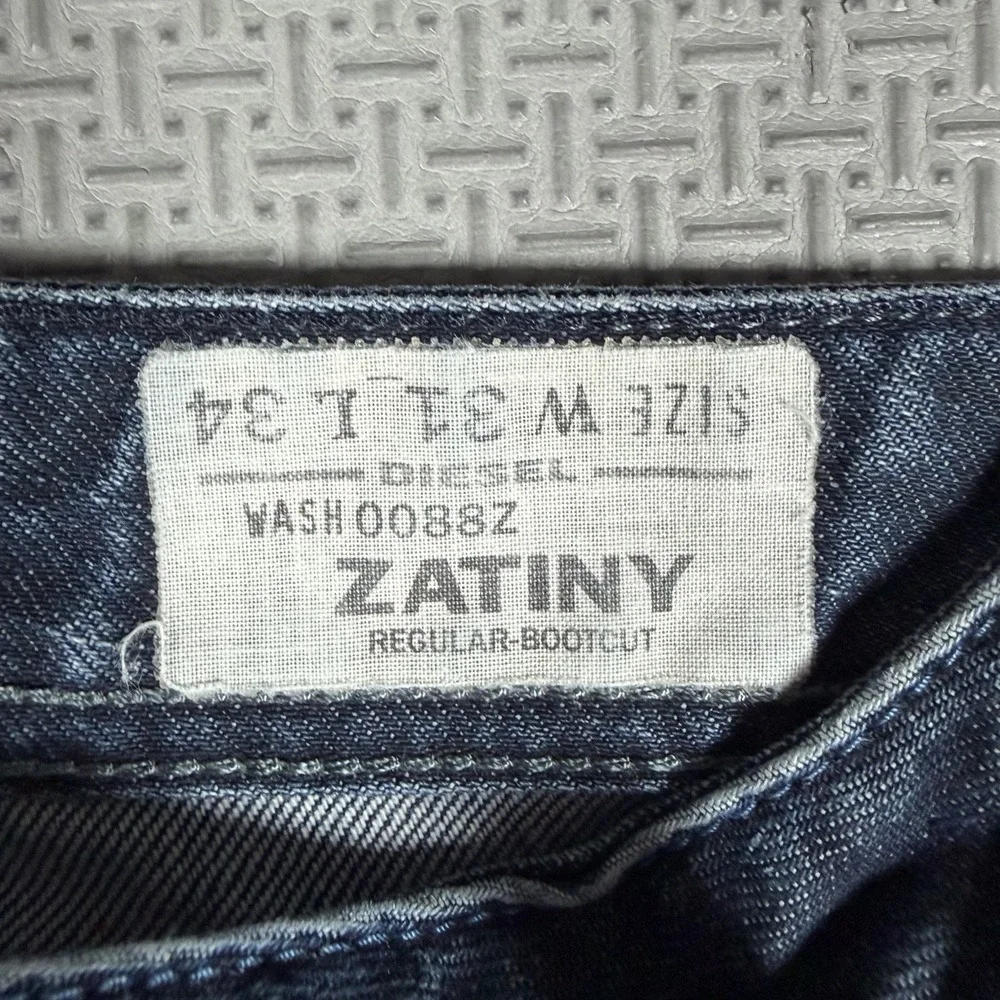 Diesel Jeans Mens 31x34 Blue Zatiny Regular Bootcut Distressed Button Fly 0088Z